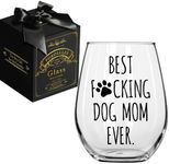 Pokolllee Best Dog Mom Ever Stemless Wine Glass, Funny Quote Dog Theme Dog Lover Gifts for Women Dog Owner Dog Grandma Dog Mom Sisters Aunts Friends Colleagues Boss Neighbors Pet Lover-53