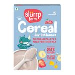 Slurrp Farm Mildly Sweetened with Jaggery Powder, No Refined Sugar | Multigrain Millets Cereal with Mixed Fruits and Rice Crispies | No Preservatives | Instant Cereal 300g