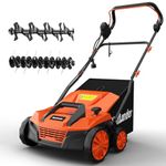 MAXLANDER 15” 13 Amp Electric Dethatcher and Scarifier, 2-in-1 Lawn Dethatcher with 5-Position Depth Adjustment, 45L Removable Collection Bag, Airboost Technology Increases Lawn Health