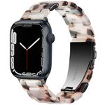 Vamyzji Compatible with Apple Watch Straps 42mm(Series 10) 41mm 40mm 38mm, Lightweight Waterproof Easy Adjustable Resin Strap for Apple Watch Series 10 9 8 7 6 5 4 3 2 1 SE (Tortoise Flower Black)