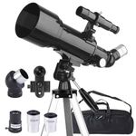 Misilmp Telescope for Adults Astronomy, Astronomical Telescope 70mm Aperture 400mm Portable Refractor Telescope Outdoor Telescopes with Tripod, Phone Adapter & Carry Bag for Kids/Beginners (Black)