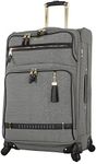 Steve Madden Designer Luggage - Checked Large 28 Inch Softside Suitcase - Expandable for Extra Packing Capacity - Lightweight Bag with Rolling Spinner Wheels, Peek-A-Boo Grey, 28in, Lightweight Bag With Rolling Spinner Wheels