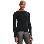 Under Armour UA HG Armour Long Sleeve, Lightweight Sports Top, Long-Sleeved Top Women, Black (Black/Metallic Silver (001)), M