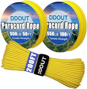 DDOUT 550 Paracord Rope 200ft, 4mm Thin Tactical Parachute Cord for Climbing, Camping, Tent, Clothsline, Survival Utility Rope, DIY Paracord Bracelet