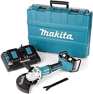 Makita DGA900PT2 (36V) Twin 18V Li-Ion LXT Brushless 230mm Angle Grinder Complete with 2 x 5.0 Ah Li-Ion Batteries And Charger Supplied In A Carry Case