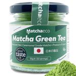 Matchaeco 50g Japanese Matcha Green Tea Powder | Stone Ground Ceremonial Grade From Japan | Pesticide-Free Matcha Powder| Recyclable Jar And Lid | Vegan, Cooking and Kitchen Gift Ideas | (50g, Matcha)