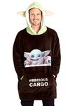 Disney The Mandalorian Mens Hoodies Fleece Oversized Blanket Hoodie Baby Yoda (Brown/Green)