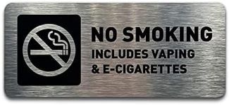 No Smoking Vaping E-Cigarettes Sign - Brushed Aluminum - by GDS Architectural Signage