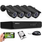 SANSCO 5MP 8 Channel DVR Outdoor CCTV Camera System with 1TB Hard Drive, 4x 1080P Security Camera, Waterproof, Face Human Detection, Email & APP Alert