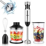 YISSVIC Hand Blender 1000W 4-in-1 9-Speed Immersion Hand Blender Stainless Steel, with Beaker, Chopper, Whisk for Soup, Smoothies, Baby Food