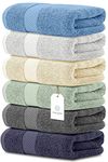 White Classic Luxury Hand Towels for Bathroom-Hotel-Spa-Kitchen-Set - Circlet Egyptian Cotton - 16x30 Inches - Set of 6 (Multi), Multicolor