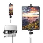 iPad Tripod Mount Adapter with Ball Head, Fully Metal iPad Holder for Tripod, Phone Tablet Mount Stand Compatible with iPad Pro 12.9, iPad Air 2 3 4, iPad Mini, Galaxy Tab, Surface Pro, iPhone (4-15”)