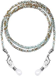 humlbird Glasses Chain for Women Stylish Glasses Necklace Sunglasses Chain Mask Lanyard Natural Crystal Mask Chain Eye Glasses Holder Strap Blue Green