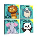 Paper Plane Design Cartoon Wall Decor for Kids Bedroom Decor Nursery Pre-School Decor, Set of 4, Size-8 x 8inch (D)