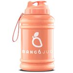 MANGO 2.2L Water Bottle With Straw and Time markings - BPA Free Xl Jug - Extra Large Durable Sports Bottles With Flip Cap - Ideal For Gym and Bodybuilding - Large Sports Reusable Water Bottle (Peach)