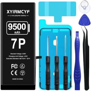 XYIRMCYF 9500mAh Super Capacity Battery Compatible with iPhone 7 Plus, 0 Cycle Li-Polymer Battery Compatible with iPhone 7 Plus, with Professional Repair Tool Kit