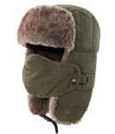 Connectyle Trooper Trapper Hat Warm Winter Hats Hunting Hat with Mask Ear Flaps, Army Green, Large