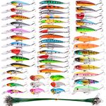 Aorace 68pcs Hard Fishing Lure Set Assorted Bass Soft Fishing Lure Kit Colorful Minnow Popper Crank Rattlin VIB Jointed Fishing Lure Set Hard Crankbait Tackle Pack Saltwater Freshwater