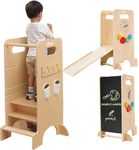 Olvy Kids 4-in-1 Montessori Learning Tower – Learning Tower – Wooden Step Stool – 4-Step Children’s Ladder – Kitchen Helper for Kids – Standing Tower from 1 Year – Foldable Children’s Step Stool