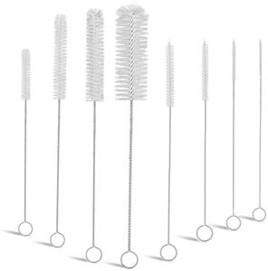 8 Pack Straw Brush Cleaner with Different Diameters (3mm-30mm) - 12" Long Nylon Brush for Water Bottles, Baby Bottles, Sippy Cups & Tumblers | Reusable Tube Cleaner for Straws and Narrow Pipes