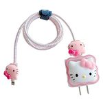 Tospania DIY Cable Protector Charger Wire Saver - Data Cable18W/20W USB-C Charger Line Protector-Compatible with iPhone 11 12 13 14 Pro Max (Pink Kitty)