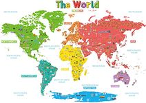 DECOWALL SG2-1902S The Large World Map Wall Decals Stickers kids wooden decal nursery decor peel and stick removable art baby room educational worldwide landmark colorful poster educational