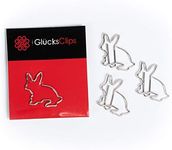 GlücksClips Cute Paper Clips (Set of 11) - Rabbit Design with Bunny Shaped Paperclips - Decorative Metal Paper Fasteners - Stationery for Home or Office - C038