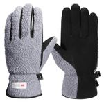 Harssidanzar Men Outdoor Winter Sherpa Gloves For Thermal Thinsulate Genuine Suede Gloves SM041CA,Grey/Black,Size M