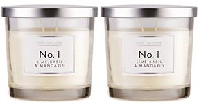 Hotel Collection Aldi NO 1, 2 x WICK CANDLES, LIME BASIL & MANDARIN IN GLASS JAR WITH LID 300G (Pack of 2)