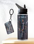 THEWHOOP Neymar Printed Sipper 750 ml Aluminium Bottle & Keychain Combo with Holding Grip Feature | Gym & School & Office Water Bottle Best Gift for Football Sports Fans (GREY)