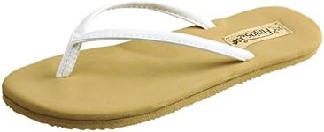 Flojos Women's Fiesta Flat, White/Tan, 11 M US