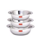 Ajay's Shoppe Heavy Gauge Stainless Steel Solid Mixing Bowl/Atta Parath (Set Of 33500 Ml)