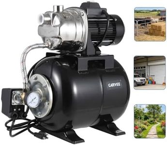 Garvee 1.6 HP Shallow Well Pump with Pressure Tank, 1320 GPH, Water Jet Irrigation Pump, Automatic Pressure Switch, Stainless Steel, for Home, Farm, Garden & Yard, Black