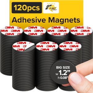 X-bet MAGNET - Large Magnetic dots 120pcs - Self Adhesive (1.2" x 0.08") - Peel & Stick Magnetic Circles - Industrial Flexible Sticky Magnets - Sheets is Alternative, Stickers, Strip & Magnetic Tape