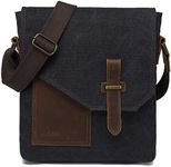 Small Messenger Bag,VASCHY Vintage Canvas Leather Lightweight Shoulder Bag Crossbody Bag Dark Gray