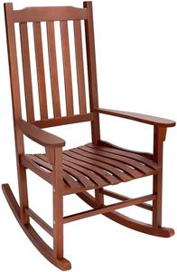 PrimeZone Outdoor Rocking Chair for Adult - Heavy Duty FSC Certified Acacia Wood Patio Chairs, High Back Weather Resistant Porch Rocker, Wooden Rockers for Garden, Backyard, Lawn, Indoor, Brown