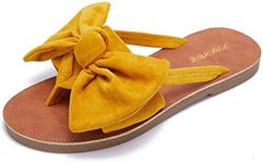 FISACE Womens Slip On Flip Flops Ring Toe Strappy Casual Summer Gladiator Flat Sandals Yellow
