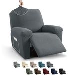 MAXIJIN Newest Recliner Slipcovers for Living Room 4 Pieces Stretch Jacquard Recliner Chair Cover Soft Fitted Recliner Protector with Elastic Bottom for Kids, Pets (Recliner, Dark Gray)