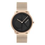 Calvin Klein Analogue Quartz Watch Unisex with Carnation Gold Colored Stainless Steel mesh Bracelet - 25200029