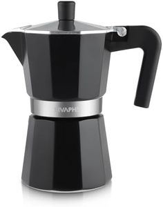 Sivaphe Stovetop Coffee Maker 300ml/6 Cups, Aluminium Moka Pot Italian Espresso Maker with Heat-Resistant Handle, Black