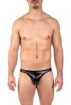 Gary Majdell Sport Mens Jockstrap Bikini Swimsuit, Liquid Black, Medium