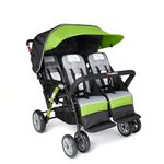 Foundations Sport Quad 4-Seat Folding Stroller with Oversized UV Blocking Canopy, 5-Point Harness for Added Safety, Easy Loading, Storage Bucket, Fits Through Most Standard Doorways (Lime Green)