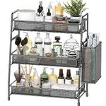 EKNITEY Bathroom Countertop Organizer Shelf - 3 Tier Counter Spice Rack Metal Makeup Rack Small Coffee Station Organizer for Sink/Bedroom/Living room/Kitchen/Office