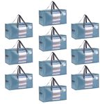 VENO 10 Pack Moving Bags, Comforter and Blanket Storage Bags for Closet, Moving Boxes, Boxes with Lids Alternative, College Dorm Packing Supplies, Foldable Heavy-Duty Tote (Shiny Light Blue, 10 Pack)