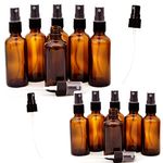 Youngever 12 Pack Empty Amber Glass Spray Bottles 6 Pack 4oz and 6 Pack 2oz Refillable Containers for Essential Oils Cleaning Products Aromatherapy Durable Black Trigger Sprayer Fine Mist and Stream