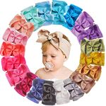 Yxiang 20pcs Baby Headbands with 6" Big Elastics Nylon Ribbon Bows Hair Accessories for Newborns, Infants, Toddlers, Kids