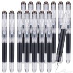 VEGCOO 14 Pcs Black Disposable Fountain Pens, Fountain Pens for Writing with Large Capacity Quick-drying Ink No Need to Replace Ink Bags for Daily Writing, Gifts