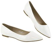 Bella Marie Angie Women's Pointy Toe Slip On Classic Ballet Flats White Patent Size: 8 UK