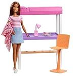 Barbie Doll and Furniture Set, Loft Bed with Transforming Bunk Beds and Desk Accessories, Gift Set for 3 to 7 Year Olds​​​​