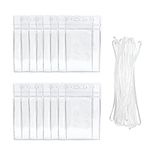 50 Pieces Clear Plastic Luggage Tags Card Holder Travel Identification Tags Name Tags Business Card Holder ID Identifier Labels Suitcase Tags with Straps for Business Travel Office Supplies